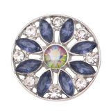 20MM flower metal silver plated snap with rhinestone  charms snaps jewelry