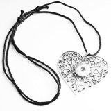 Halloween love Flower Butterfly cross Necklace silver  Adjustable leather rope fit 20MM chunks snaps jewelry