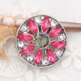 20MM flower metal silver plated snap with rhinestone  charms snaps jewelry