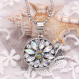 20MM flower metal silver plated snap with rhinestone  charms snaps jewelry