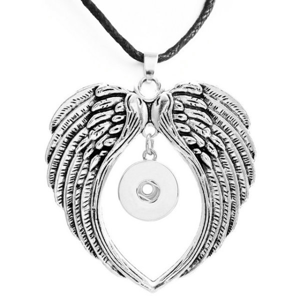Necklace silver  Adjustable leather rope fit 20MM chunks snaps jewelry
