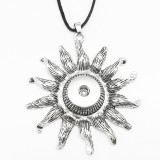 Necklace silver  Adjustable leather rope fit 20MM chunks snaps jewelry