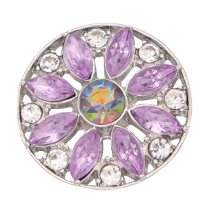 20MM flower metal silver plated snap with rhinestone  charms snaps jewelry