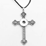 Halloween love Flower Butterfly cross Necklace silver  Adjustable leather rope fit 20MM chunks snaps jewelry