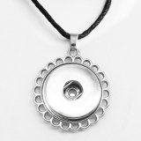Halloween love Flower Butterfly cross Necklace silver  Adjustable leather rope fit 20MM chunks snaps jewelry