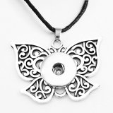 Halloween love Flower Butterfly cross Necklace silver  Adjustable leather rope fit 20MM chunks snaps jewelry