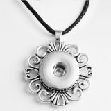 Halloween love Flower Butterfly cross Necklace silver  Adjustable leather rope fit 20MM chunks snaps jewelry