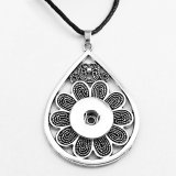 Necklace silver  Adjustable leather rope fit 20MM chunks snaps jewelry
