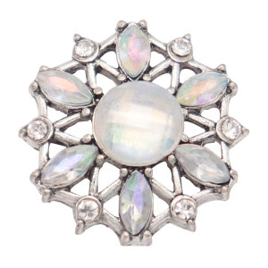 20MM designer metal silver plated snap with rhinestone  charms snaps jewelry