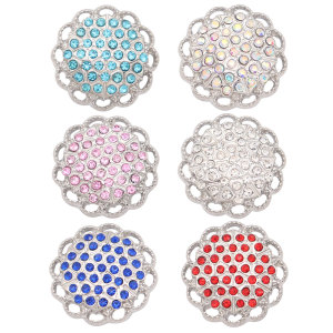 20MM designer metal silver plated snap with rhinestone  charms snaps jewelry