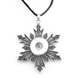 Necklace silver  Adjustable leather rope fit 20MM chunks snaps jewelry