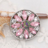 20MM flower metal silver plated snap with rhinestone  charms snaps jewelry