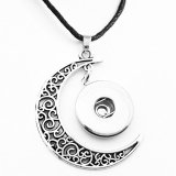 Necklace silver  Adjustable leather rope fit 20MM chunks snaps jewelry