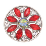 20MM flower metal silver plated snap with rhinestone  charms snaps jewelry