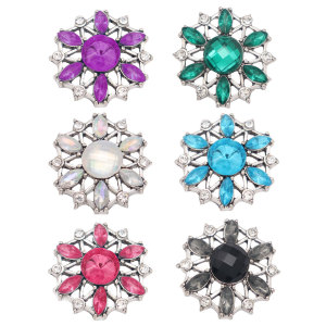 20MM designer metal silver plated snap with rhinestone  charms snaps jewelry