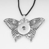 Halloween love Flower Butterfly cross Necklace silver  Adjustable leather rope fit 20MM chunks snaps jewelry