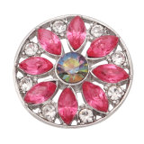 20MM flower metal silver plated snap with rhinestone  charms snaps jewelry