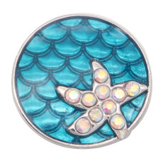 20MM Starfish metal silver plated snap with rhinestone  charms snaps jewelry