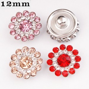 12MM  design metal silver plated snap charms Multicolor