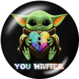 20MM Master Yoda Print glass snaps buttons