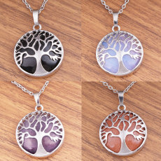 Life Tree natural stone Necklace with chain