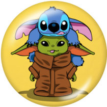 20MM Master Yoda Print glass snaps buttons