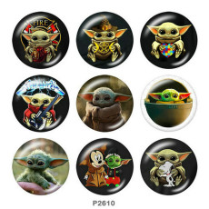 20MM Master Yoda Print glass snaps buttons