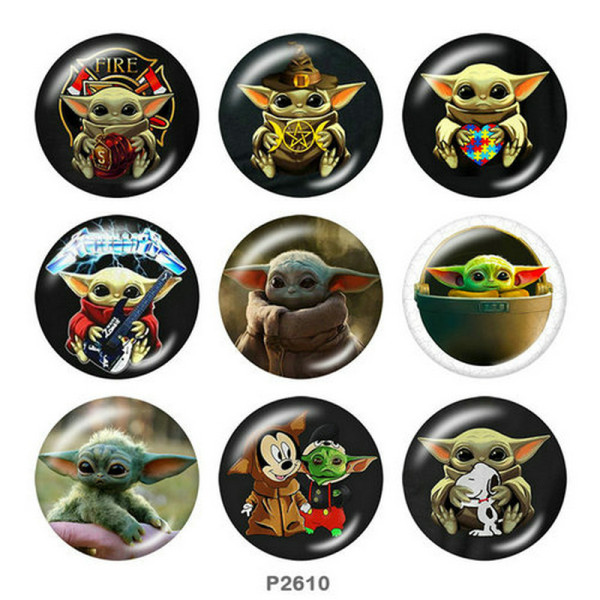 20MM Master Yoda Print glass snaps buttons