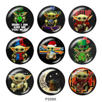 20MM Master Yoda Print glass snaps buttons
