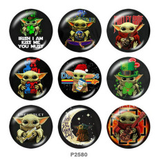 20MM Master Yoda Print glass snaps buttons