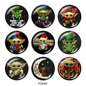 20MM Master Yoda Print glass snaps buttons