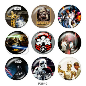 20MM Star Wars Print glass snaps buttons