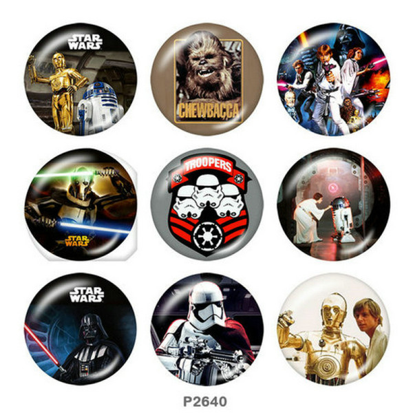 20MM Star Wars Print glass snaps buttons