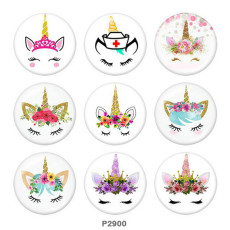 20MM unicorn Print glass snaps buttons