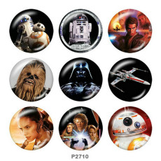 20MM Star Wars Print glass snaps buttons