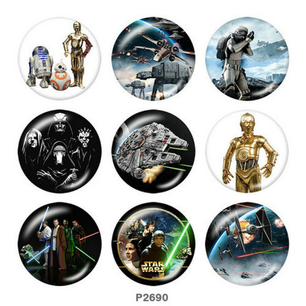 20MM Star Wars Print glass snaps buttons