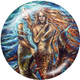 20MM  mermaid Print glass snaps buttons