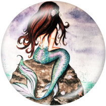 20MM  mermaid Print glass snaps buttons