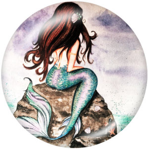 20MM  mermaid Print glass snaps buttons