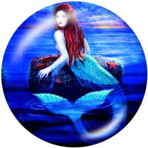 20MM  mermaid Print glass snaps buttons