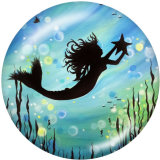 20MM  mermaid Print glass snaps buttons