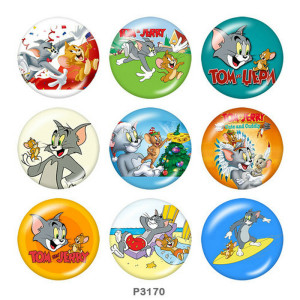 20MM Tom and Jerry Print glass snaps buttons
