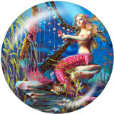 20MM  mermaid Print glass snaps buttons