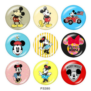 20MM Mickey Print glass snaps buttons