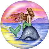 20MM  mermaid Print glass snaps buttons