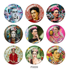20MM Frida kahlo artist Print glass snaps buttons