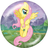 20MM Rainbow pony Print glass snaps buttons
