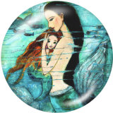 20MM  mermaid Print glass snaps buttons