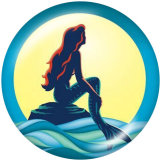 20MM  mermaid Print glass snaps buttons