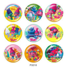20MM trolls Print glass snaps buttons